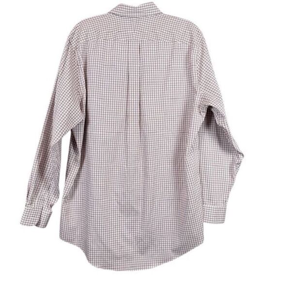 Lands' End Men's Button Front Shirt Burgundy Red White Traditional Fit 17-36T - Picture 3 of 10